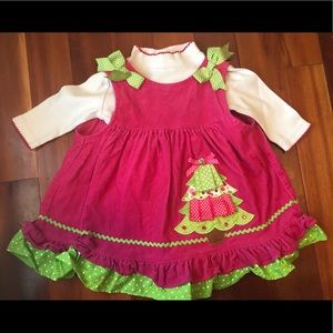 Rare Editions Christmas Dress & Matching Onesie